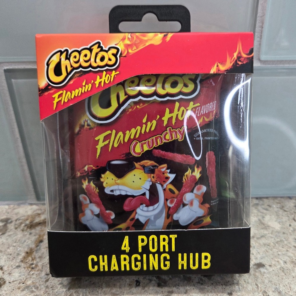 Cheetos Flamin Hot 4 Port USB Charging Hub USB-C USB-A Data Transfer CH1241 New